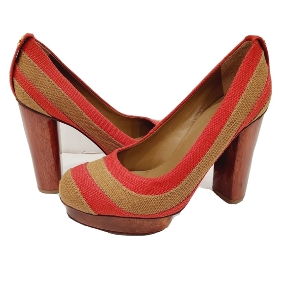 NEW Tory Burch Joelle Platform Linen Pump - Picture 1 of 5